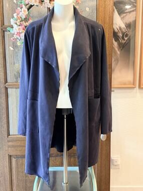 0116 Favlux Navy blue suede jacket with pockets, size L